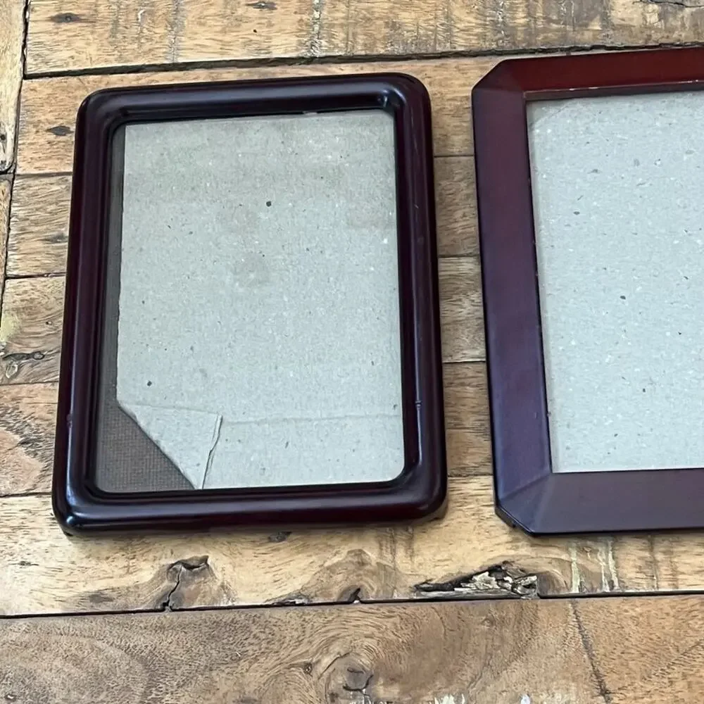 Vintage MCM Solid Dark Wood Picture Frames Set of 2 6 x 8 in